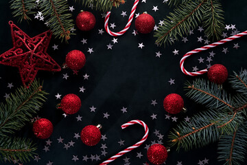 Wall Mural - abstract new year and christmas dark background with place for your text.