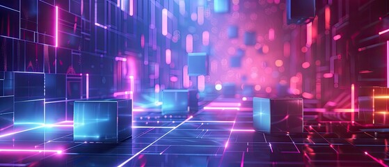Canvas Print - abstract neon glow in a digital world