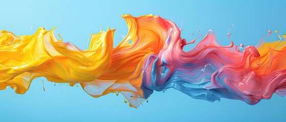 Canvas Print - abstract colorful paint splashes intertwined in mid-air