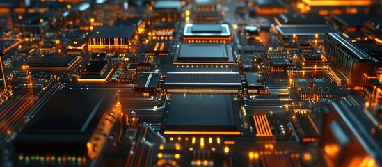 Wall Mural - multiple integrated circuits in a complex arrangement