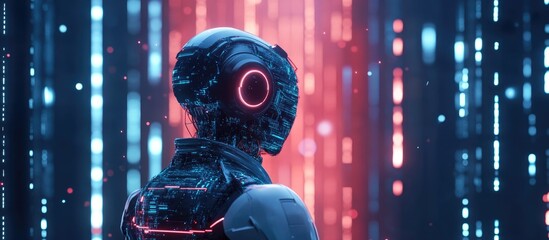 Wall Mural - advanced ai robot and machine learning conceptual 3d illustration representing technology innovation