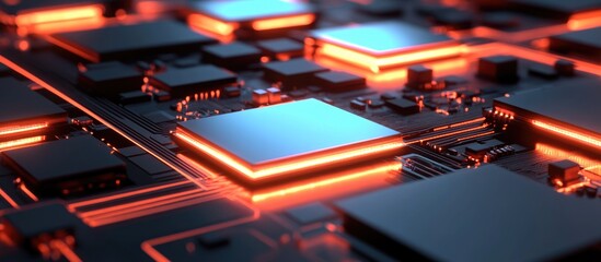 Wall Mural - conceptual image of central computer processors cpu in 3d rendering illustrating the technology and 