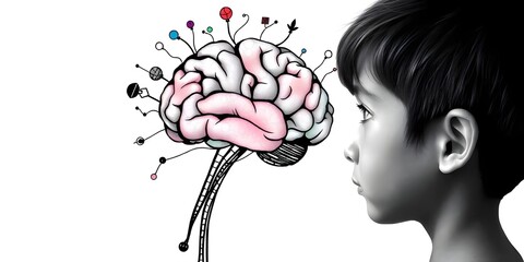 Wall Mural - boy and brain