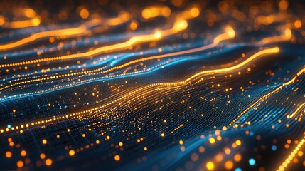 Wall Mural - abstract lines and dots form a connected background representing technological connections and the c