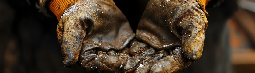  A dockworker s gloves, frayed and saltstained, showing the physical demands of loading cargo