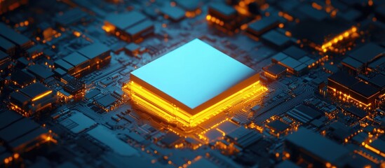 Wall Mural - innovative microchip for 5g internet concept of enhanced web speed and transformation in a 3d render