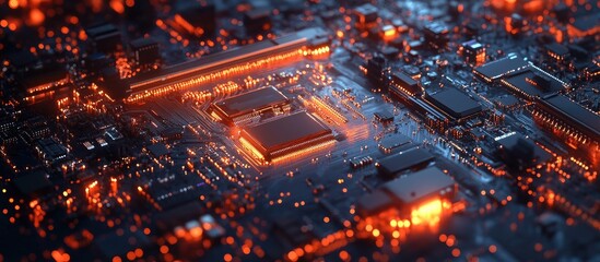 Wall Mural - circuit board showcasing electronic hardware technology representing advancements in tech science