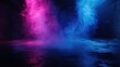 © Vlad - Neon Blue And Pink. Abstract Dark Background with Smoke in Dark Room
