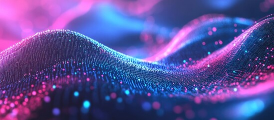 Wall Mural - futuristic abstract concept of data analysis with flowing dots virtual quantum cryptography and visu