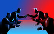© rudall30 - Businessmen pointing at each other in a heated debate during a meeting. Captures the intensity of business disagreements and negotiations