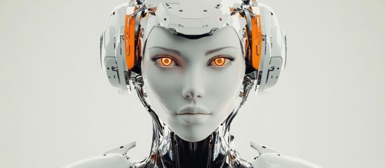 Wall Mural - 3d rendered female robot on a white background