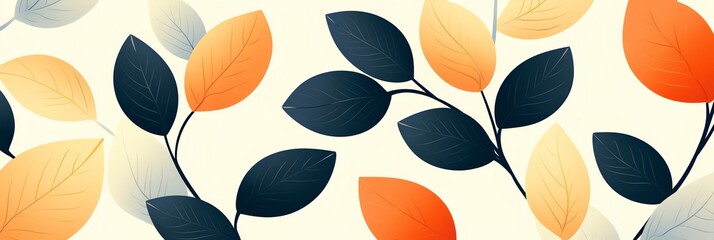 Wall Mural - a pattern of leaves on a white background