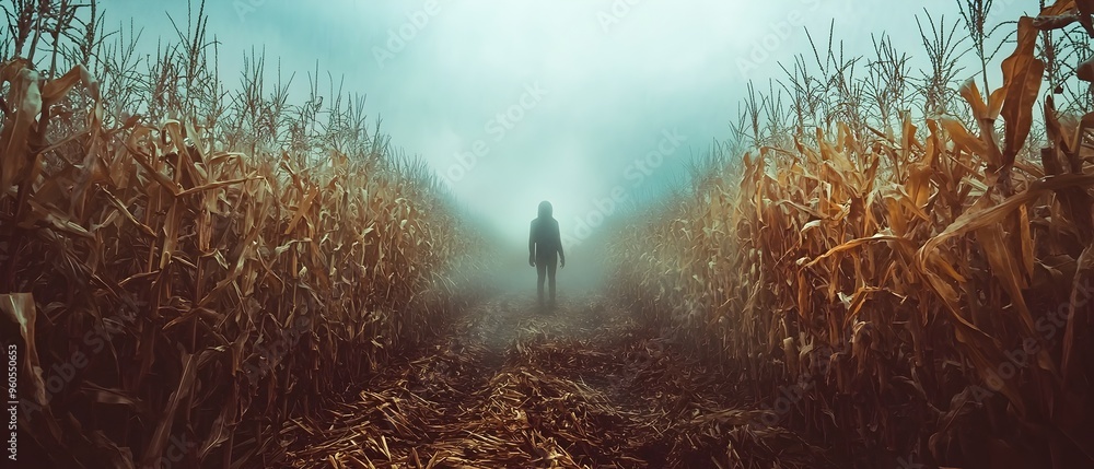 Eerie spooky scene of an apparent alien abduction taking place in a ...
