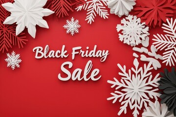 Wall Mural - Holiday shopping event, Black Friday deals, Christmas snowflakes decor, 3D illustration