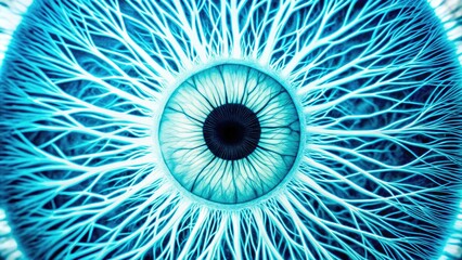 Canvas Print - An artistic depiction of a blue eye with intricate patterns.