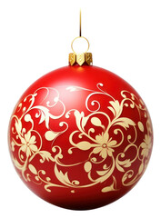 Canvas Print - PNG Round christmas ornament pattern gold red.