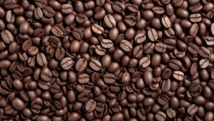 top view of coffee beans with texture as background