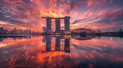 Wall Mural - Stunning Sunrise over Marina Bay Sands, Singapore