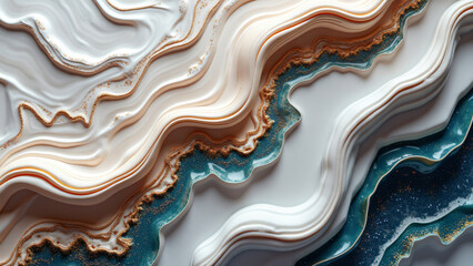 Wall Mural - Marble texture background with coral colored waves