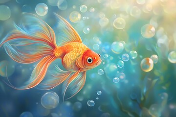 Poster - goldfish in aquarium