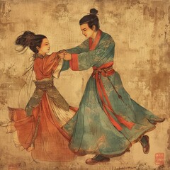 Poster - Traditional Dance Performance by Young Asian Couple