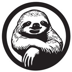 Lazy sloth in cartoon, doodle style . Image for t-shirt, web, mobile apps and ui. Isolated 2d vector illustration in logo, icon, sketch style, Eps 10, black and white. AI Generative