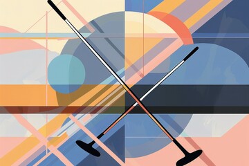 Canvas Print - Geometric Crossed Golf Clubs Abstract