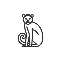 Wall Mural - Line Art Illustration of a Sitting Lemur