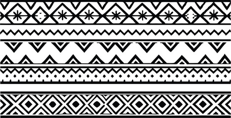 Wall Mural - hand drawn border Ethnic for fabric patterns vector illustration