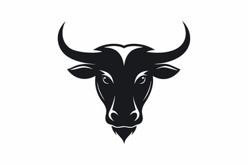 A bull head creative logo Icon, silhouette black color vector artwork illustration