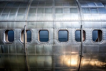 metal aluminum surface of the aircraft fuselage texture from an aerial perspective, airplane parts, 