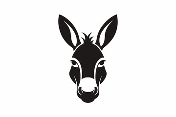 A donkey head creative logo Icon, silhouette black color vector artwork illustration