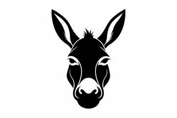 A donkey head creative logo Icon, silhouette black color vector artwork illustration