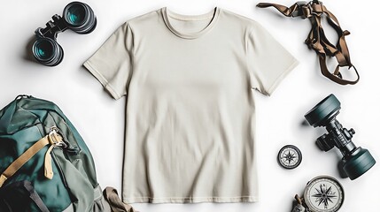 Blank T Shirt Mockup with Travel Gear