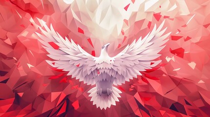 an flying eagle in red and white flag for indonesian nation independence day event background illustration design