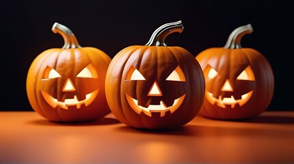 Wall Mural - halloween pumpkins orange background