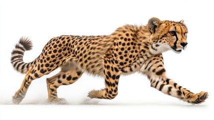 Wall Mural - Cheetah in action pose on white