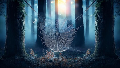 spider web with dew