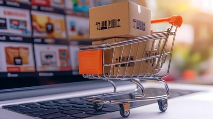 Wall Mural - E-commerce website showing global bestsellers, close-up of top product images and user ratings, international appeal