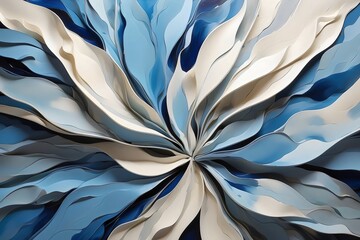 Abstract art, blue, waves, white, background.