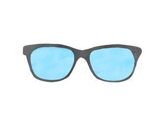 Hand-drawn watercolor illustration of a sunglass isolated on a white background.