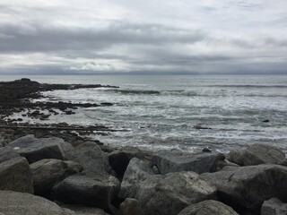 Waves on a rocky shore