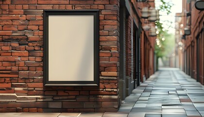 Wall Mural - Vintage brick alley showcasing an empty framed poster ideal for street mockup concept, design template, and advertising display.