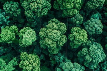 Wall Mural - Aerial perspective of lush forest promoting carbon neutrality and achieving net zero emissions