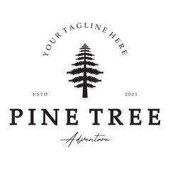 Wall Mural - simple pine or fir tree logo,evergreen.for pine forest,adventurers,camping,nature,badges and business.vector