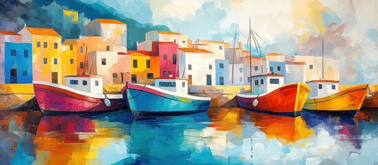 Wall Mural - Colorful Boats in a Harbor