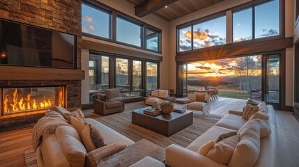 Sticker - Modern Mountain Home With Sunset View