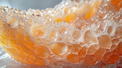 Canvas Print - Closeup of Bubbles in a Glass of Orange Juice