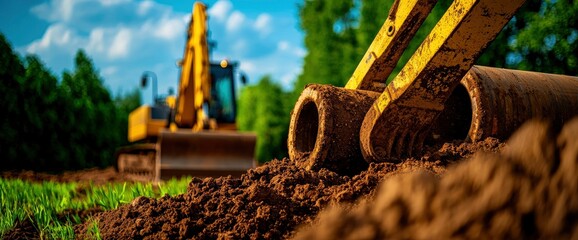 Construction Worker Compacting Soil with a Roller