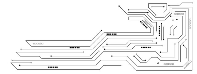 Wall Mural - Vector Technology black circuit diagram concept. Abstract technology on white background. High-tech circuit board.